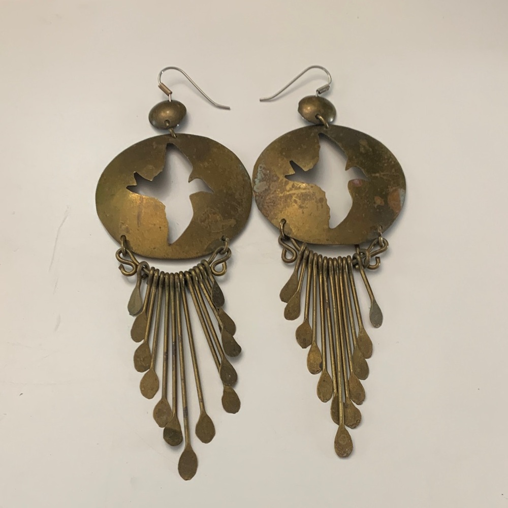 Vtg Brass Earrings